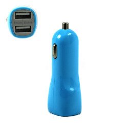 2 USB Output Cell Phone Car Adapter Charger (Blue)